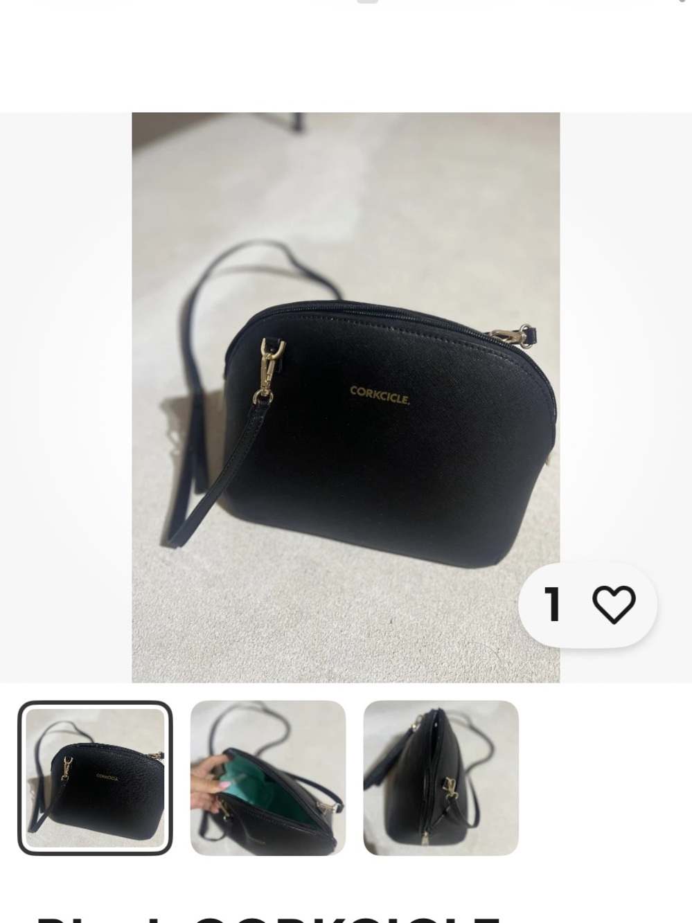 Corkcicle Black Crossbody with Gold Hardware lunch box